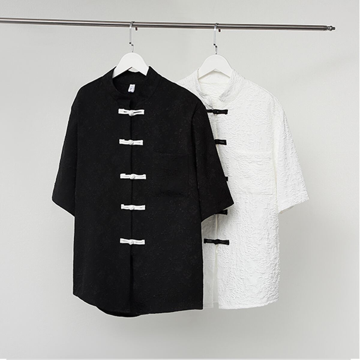 [TANGQI Series]★China style shirt★ 2color tops short sleeve shirt unisex men's black white black white