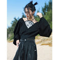 Load image into Gallery viewer, [Big Blue Dragon Series] ★China style tops★ Fake layered, design, slimming, enhances femininity, black, black
