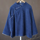 [LIANSHANG series]★China style tops★ 2color corduroy brushed lining thick retro blue purple