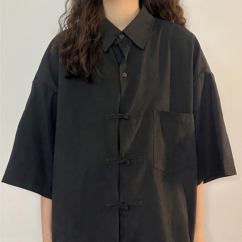 [UATONLINE Series]★China style shirt★ 2color tops China button unisex men's color scheme green black blue