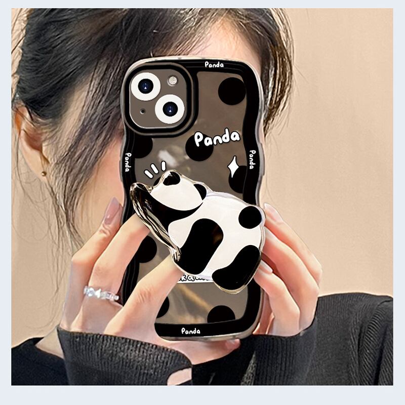 [Nami Series]★Mobile Case★ Panda iPhone 13 12 11 iPhoneX XS XR iPhone 7/8 Animal Cute Black Black