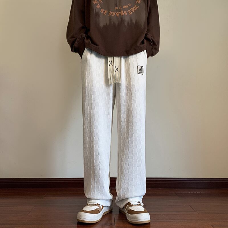 [KADISHOU Series] ★Casual Pants★ 3color Bottoms Trousers Men's Large Size Plaid Pattern Black White Green