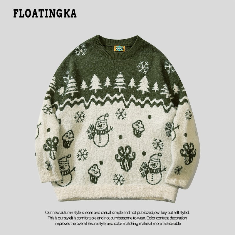 [SHERONG Series]★Sweater★ 3color Knit Tops Christmas Unisex Men's Snowman Black Green Red