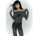 Load image into Gallery viewer, [LadyGhost Series] ★Tops★ Off-shoulder sexy unique gray gray easy to match
