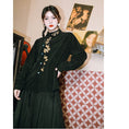 Load image into Gallery viewer, [Kokaisha --- Leaf Series] ★Chinese style tops★ Embroidery Hanfu tops Corduroy Thick Autumn/Winter Clothes Retro Black
