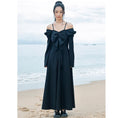 Load image into Gallery viewer, [Big Blue Dragon Series] ★China style dress★ Ribbon dress sexy black long length cute
