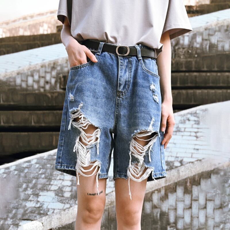 [Kokaisha---Renketsu Rules Series]★China style trousers★Shorts, half-length, denim, fashion, blue, blue