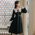 Load image into Gallery viewer, [ZITAIMEIGUI series] ★Dress★ 2color Retro Gray Black Long length Cute Easy to match Improves your temperament
