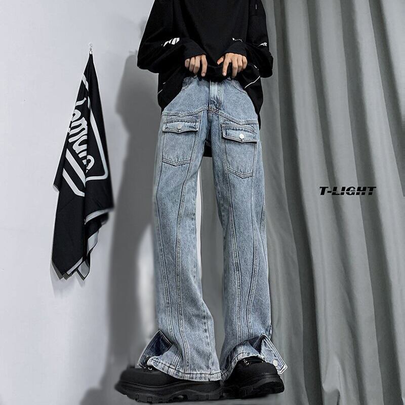 [YANDAN Series]★Denim pants★ 3color bottoms pants unisex men's large size slimming