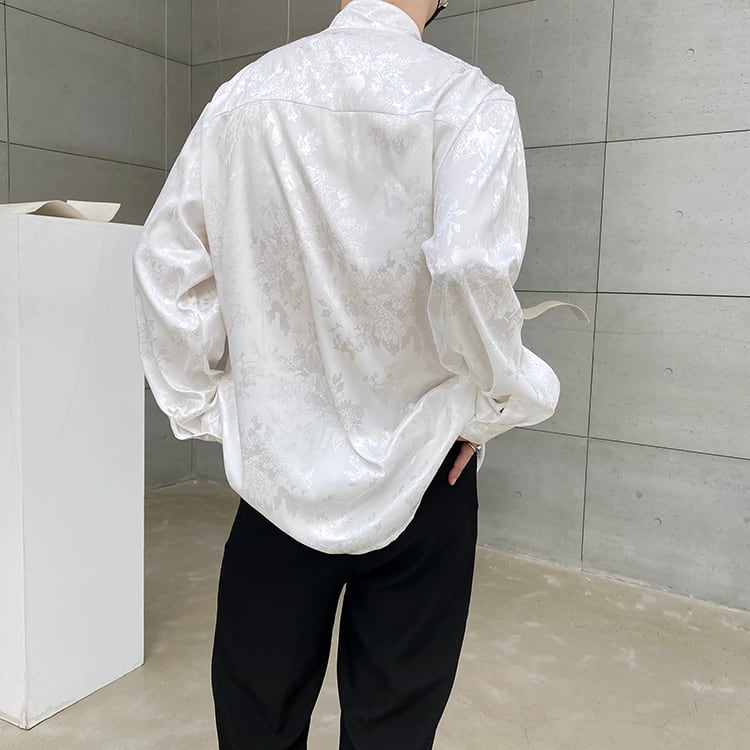 [Illustrated series] ★Chinese style shirt★ 2color improved Tang suit unisex men's black white Chinese clothing