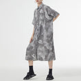 Load image into Gallery viewer, [YIDAO Series]★Shirt dress★ 2color long shirt print retro floral pattern loose blue gray summer clothes
