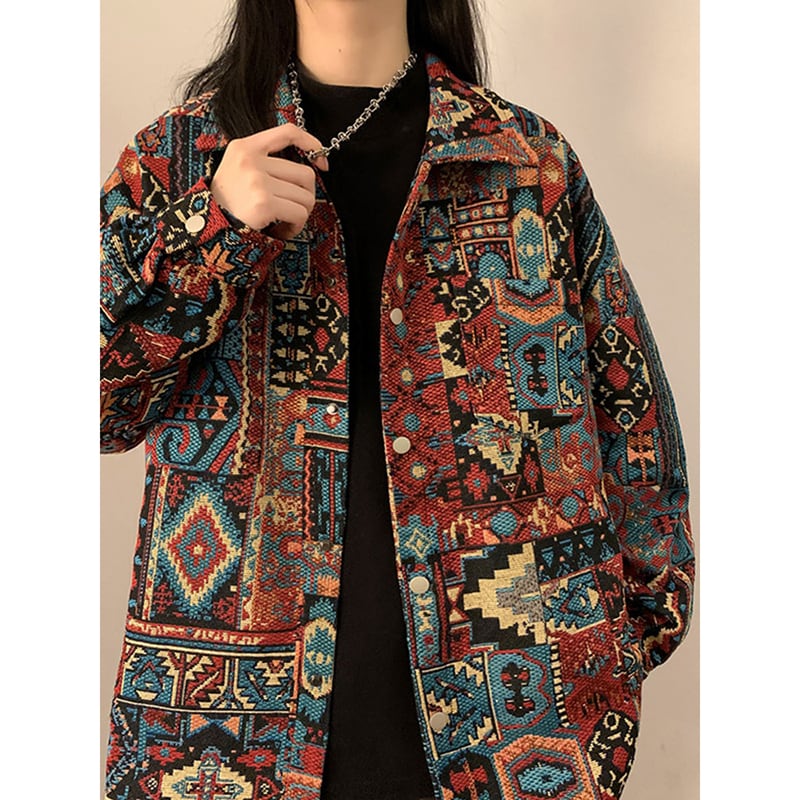 [CHAOMEICHEN Series] ★Jacket★ Ethnic style long sleeve outerwear Unisex Men's Large size