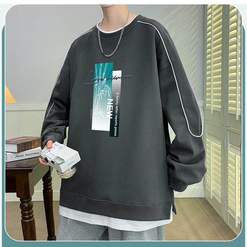 [ZFL Series] ★Tops★ 5color Faux Layered Unisex Men's Large Size White Black Green Brown Gray