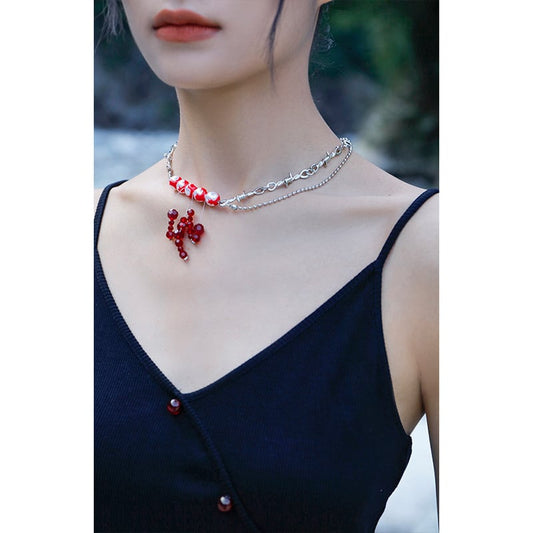 [Xiao Qing Long Shu Series] ★China style necklace★ China style accessories red red cute