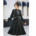 Load image into Gallery viewer, [Dust smoke and cloud dream series] ★China style dress★ With belt, long sleeves, embroidery, black, black SML, slimming, Chinese elements
