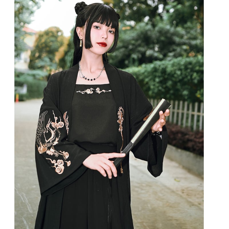 [Ancient ghost house---Wenmu Shuang complete series] ★China style happi coat★ Embroidery thin outerwear original summer improved Chinese clothing black black