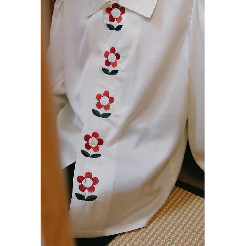 [Yangji Dream Series]★Shirt★ Tops Embroidery Original Retro Temperament Enhancement Long Sleeve Shirt Floral Pattern SM