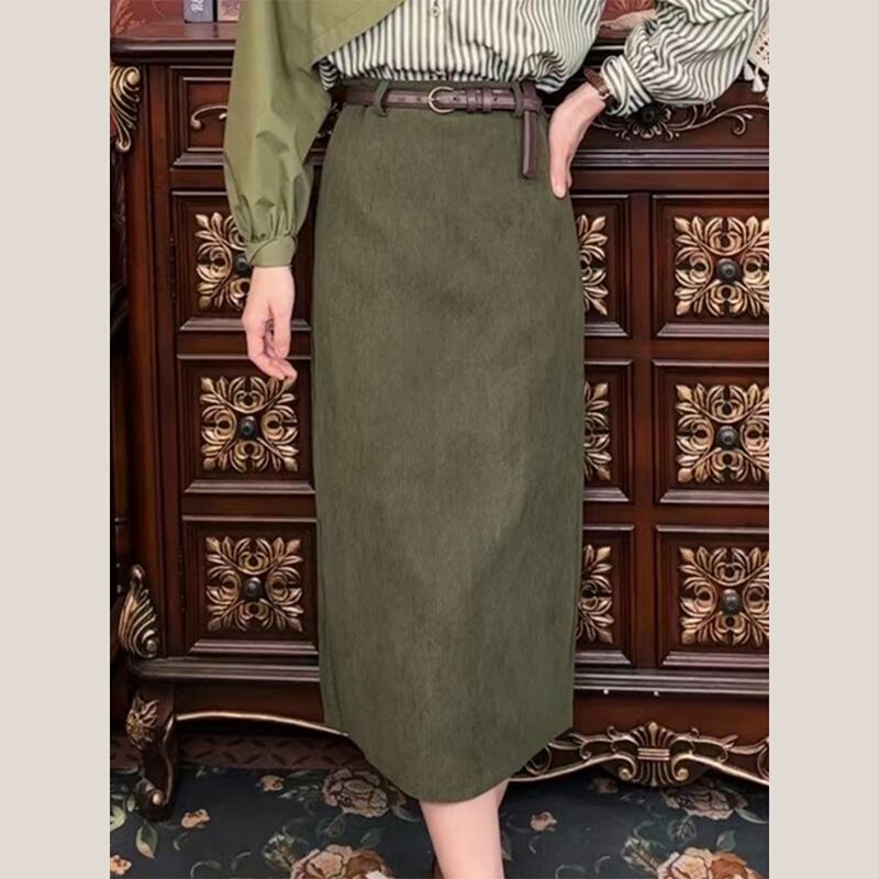 [Misslin Fashion Series]★Setup Single Order★ Shirt or Skirt Faux Layered Striped Pattern Green