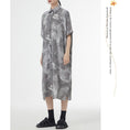 Load image into Gallery viewer, [YIDAO Series]★Shirt dress★ 2color long shirt print retro floral pattern loose blue gray summer clothes
