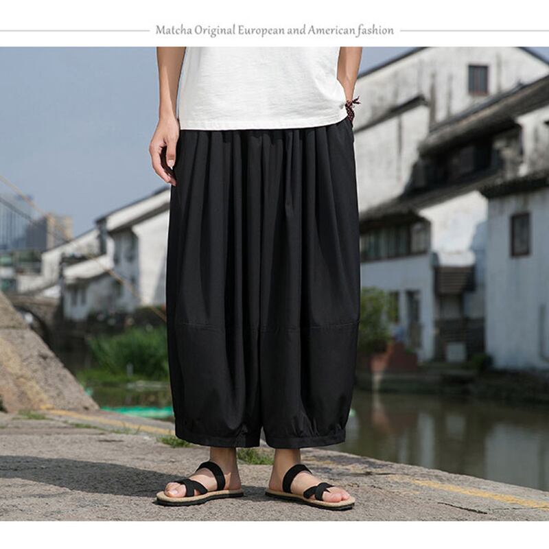 [JINTANG Series]★China style trousers★Bottoms Casual Pants Men's Large Size Loose Black