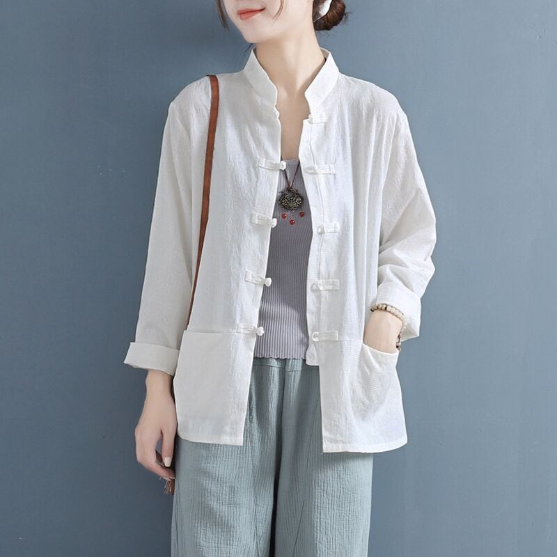 [Qing Series] All 5 colors, Chinese style tops, shirts, cotton linen, loose, Tang style, retro style, Chinese clothes, simple