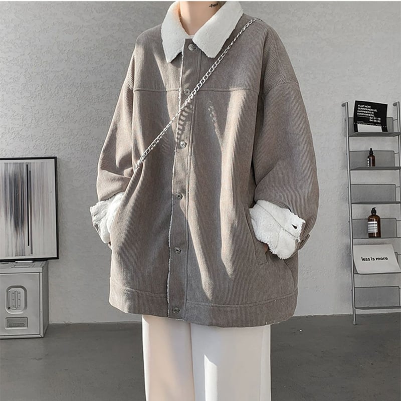 [Emeisa Series] ★Fleece-lined outerwear★ 4color outerwear winter coat unisex men's large size corduroy