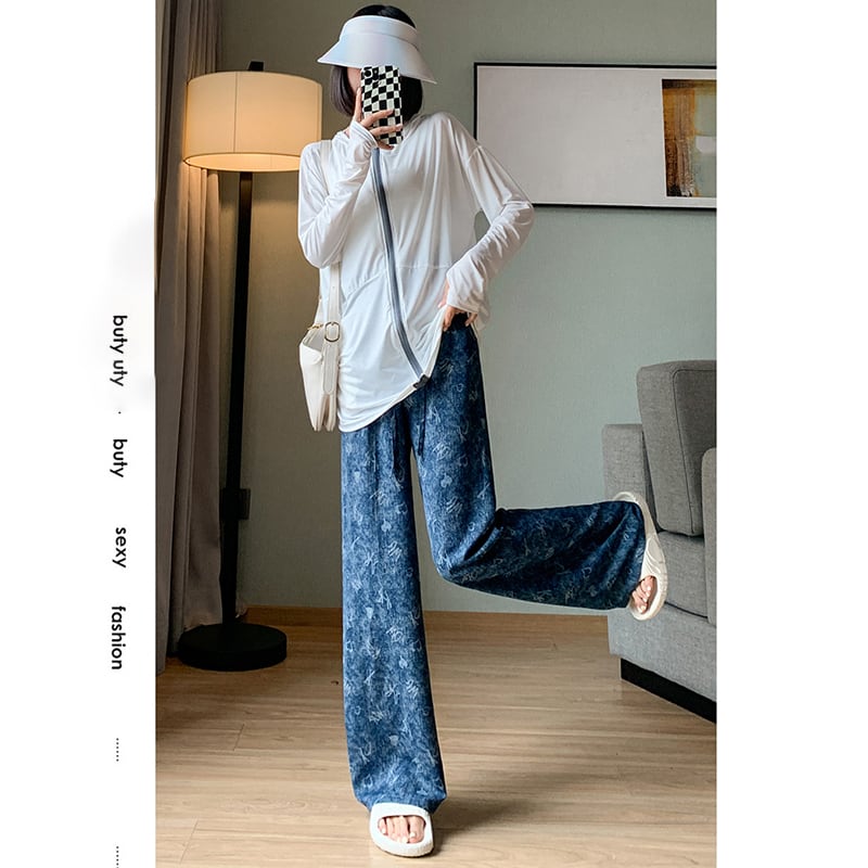 [FENGLIN Series] ★Casual Pants★ Bottoms Trousers Cool Blue Blue Slimming Unique Easy to match