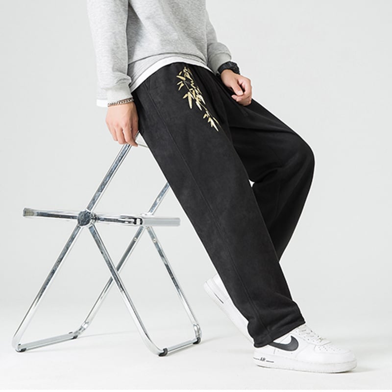 [Tokagen Series]★China style pants★ 3color bottoms embroidery casual pants unisex men's large size green black pink