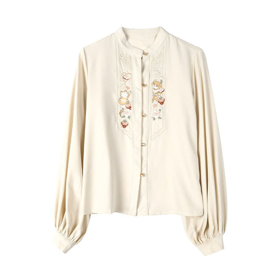 [ODY Series] ★Chinese style shirt★ Embroidery Super cute Hanfu tops Long sleeve shirt Easy to match for commuting to work or dating