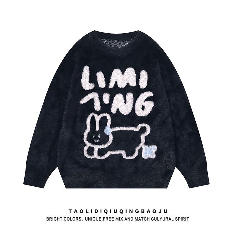 [Satoru Series]★Sweater★ 4color Tops Unisex Men's Cartoon Rabbit Cute Retro