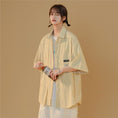 Load image into Gallery viewer, [Fujiiman Series]★Shirt★ 3color Tops Vertical stripes Summer Unisex Loose Cute Yellow Blue Black
