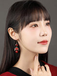 Load image into Gallery viewer, [Louran Kezang Series] ★China style earrings★ Pair Earring type Earring type Ladies accessories Red Red
