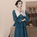 Load image into Gallery viewer, [Tatsuze Chenis Series]★Setup★ 2-piece set Tops + Skirt Blue Blue Slimming Date Commuting SML
