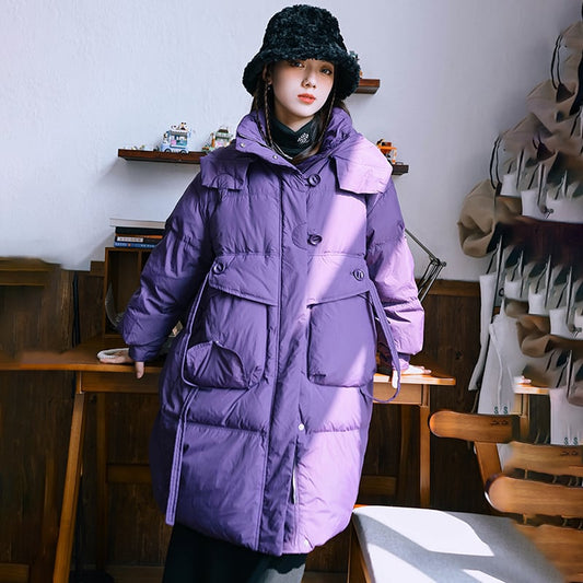 [Kokaisha --- Fine Rakuten Series] ★Down Coat★ 2color 90% Down Winter Coat Warm Purple Black