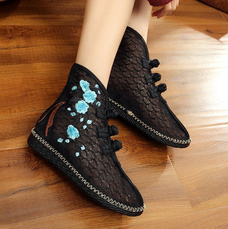 [Aki Tatsu Series]★Embroidered shoes★ 3color Handmade shoes Chinese shoes Ethnic style Lace Temperament enhancing shoes Size 34-40