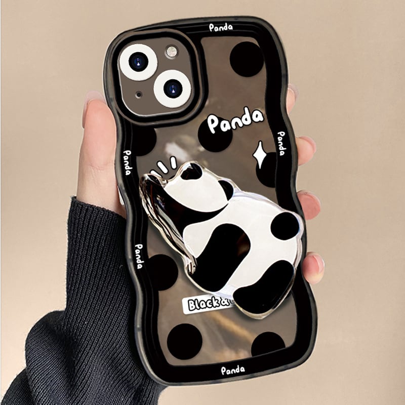 [Nami Series]★Mobile Case★ Panda iPhone 13 12 11 iPhoneX XS XR iPhone 7/8 Animal Cute Black Black