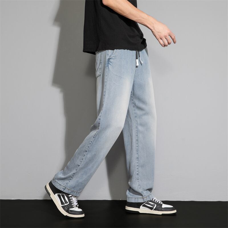 [BIGEMAN Series]★Denim pants★ 2color bottoms thin men's large size cool simple