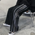 Load image into Gallery viewer, [Style Series]★Trousers★ Casual pants, unisex, brushed lining available, vertical stripes, gaucho pants, gaucho black, black
