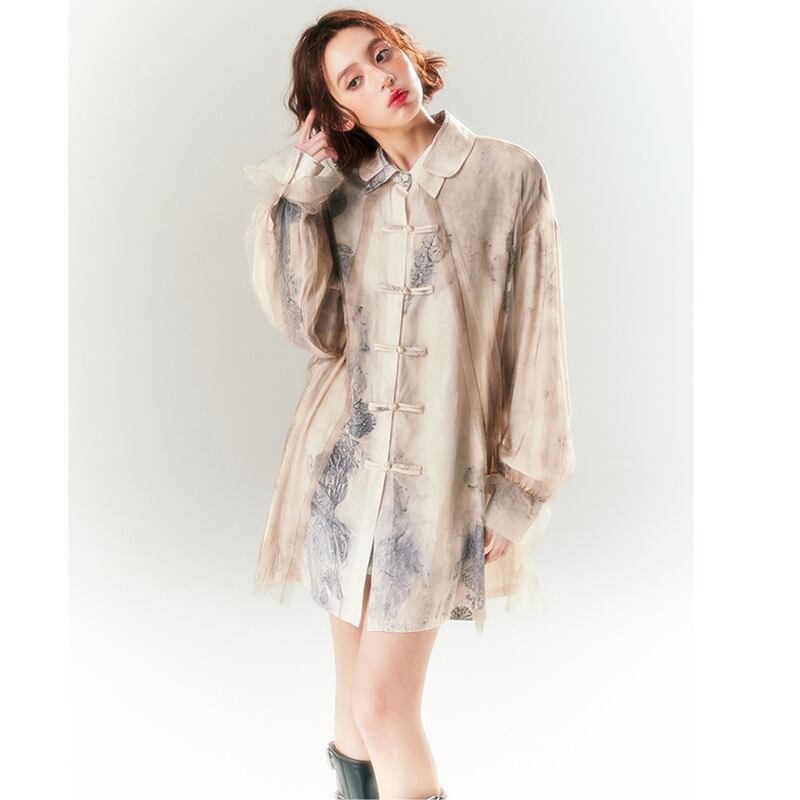 [Yang's Great Dream Series] ★China Style Shirt★ Tops Print China Button Long Sleeve Shirt Retro