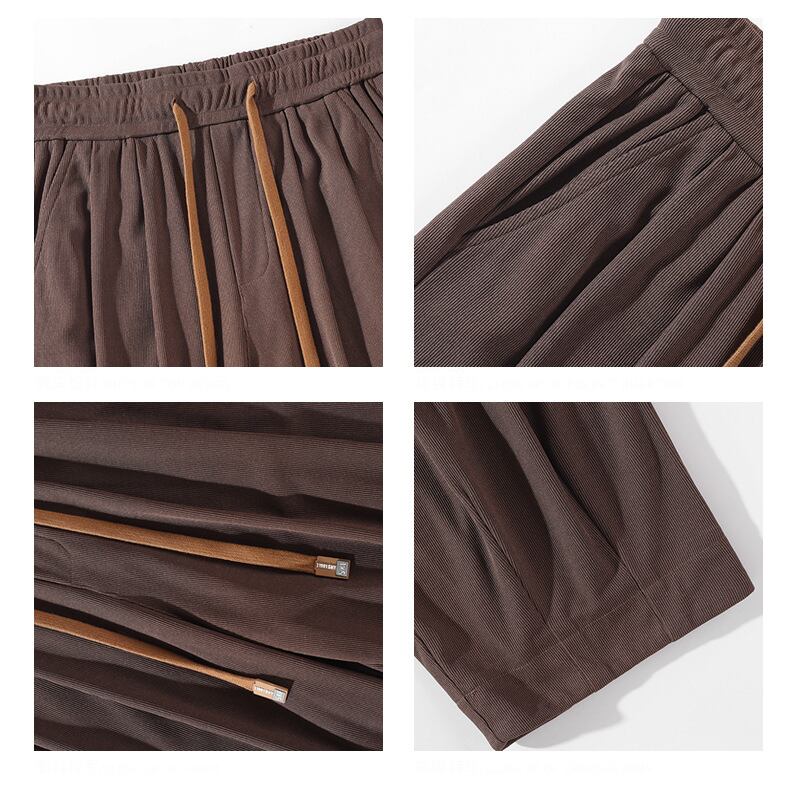 [BIGEMAN Series] ★Pants★ 2color Bottoms Short Length Pants 3/4 Bamboo Unisex Men's Large Size Black Coffee Color