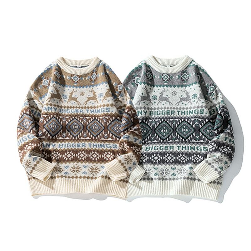 [Satoru Series]★Sweater★ 2color Knit Tops Christmas Unisex Men's Deer Casual Easy to Match