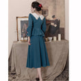 Load image into Gallery viewer, [Tatsuze Chenis Series]★Setup★ 2-piece set Tops + Skirt Blue Blue Slimming Date Commuting SML
