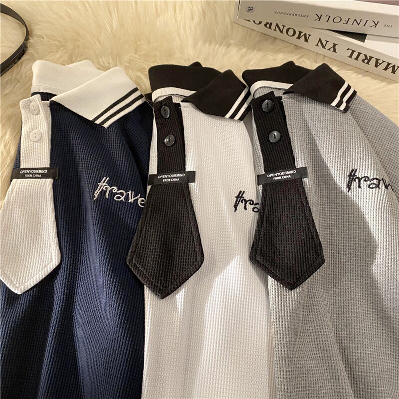 [Fujiiman Series]★Polo shirt★ 3color tops Unisex Men's Navy White Gray ML XL 2XL