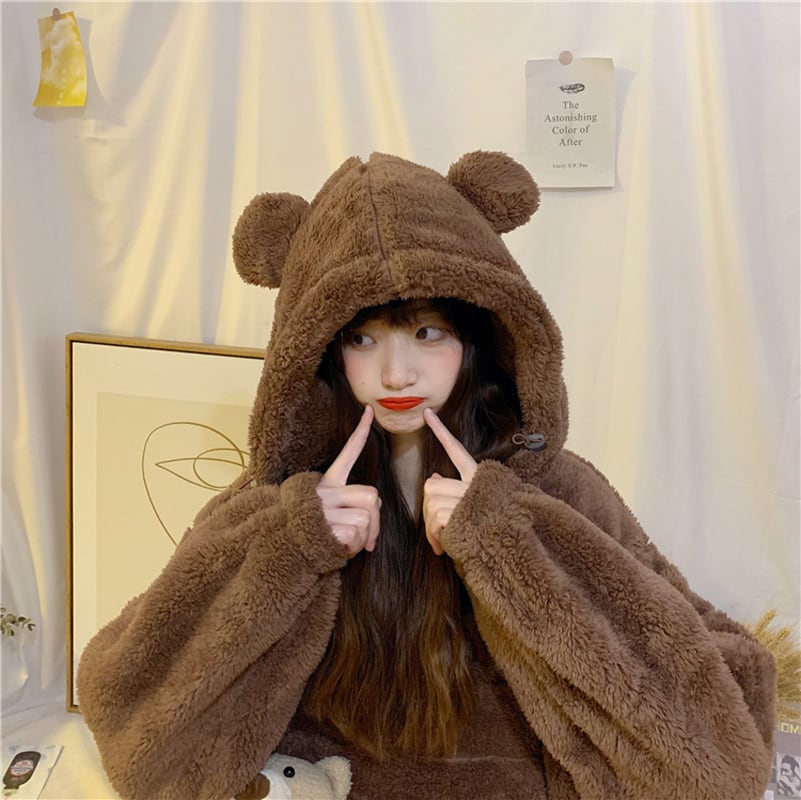 [Insufficient Moe Series]★Pajamas★ 3color Setup Bear Room Wear Loungewear Brown Purple Light Brown