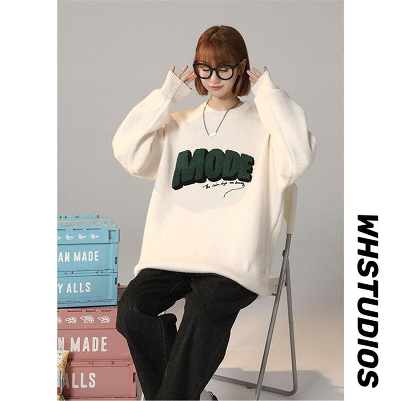 [Ushiomiomi Series] ★Sweater★ 3color Knit Tops Unisex Men's Simple White Black Blue