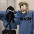 Load image into Gallery viewer, [Demon King Series]★Sweater★ Knit Tops Loose Casual Unisex Men's Couple Clothes White Blue
