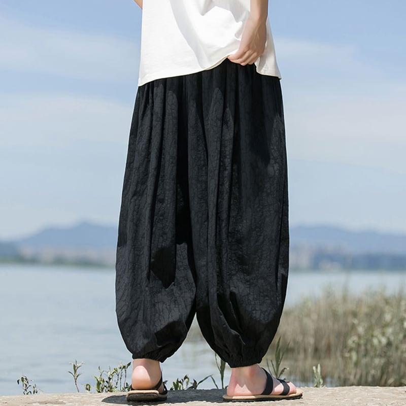 [YISHUO Series] ★Pants★ 3color Tops Unisex Men's Large Size Nine-quarter length Black Green Gray