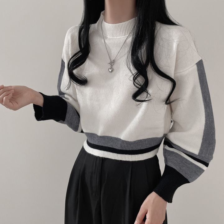 [LIANGLIANG series]★Knit tops★ 3color tops mini length white black gray