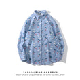 Load image into Gallery viewer, [WEIJIA Series]★Shirt★ Tops Floral pattern shirt Long sleeve shirt Bird Bird pattern Animal pattern Unisex Men's ML XL 2XL Blue Blue
