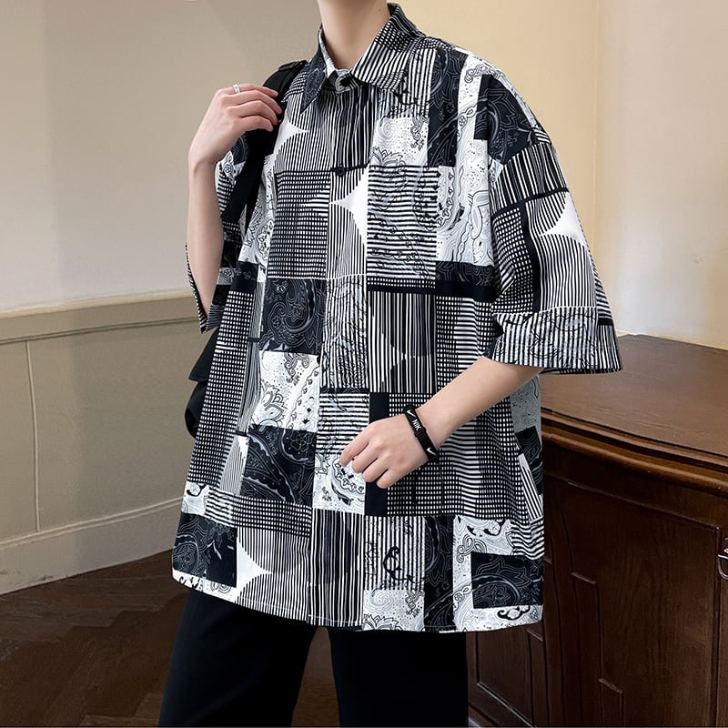 [ZHENNAN Series] ★Floral Pattern Shirt★ 2color Plaid Aloha Shirt Okinawa Hawaii Tops Short Sleeve Shirt Unisex Men's Summer Clothes